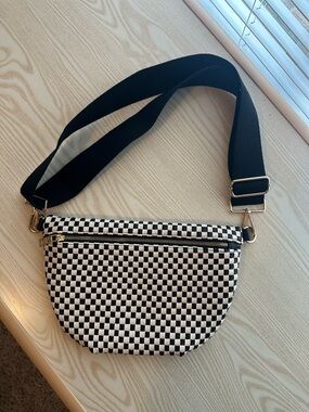 Black & White Checkered Crossbody Bag